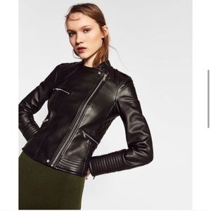 zara • biker jacket with zips • FITS LIKE M